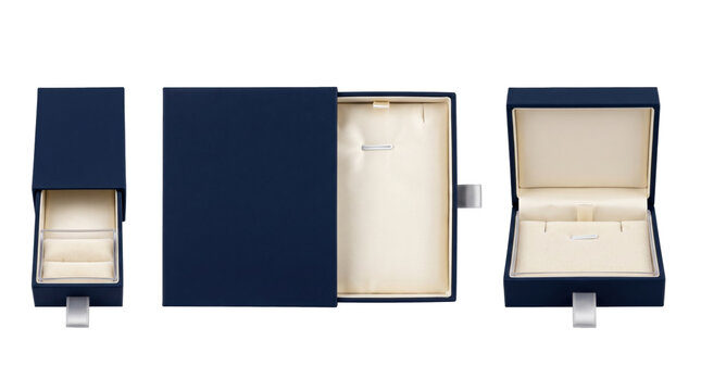 Navy blue luxury jewelry box and packaging display set