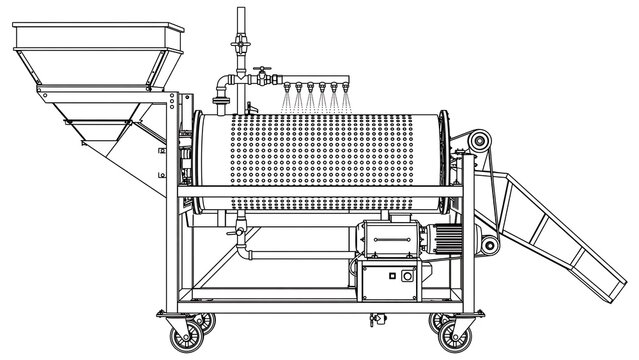 Industrial vibrating sieve machine white background.