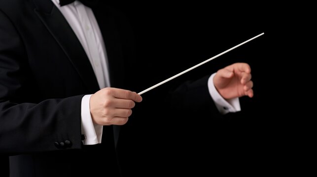 Virtuoso with a baton. Musical performance at concert hall