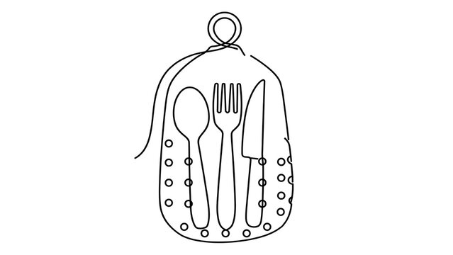 Minimalist cutlery illustration on white background.