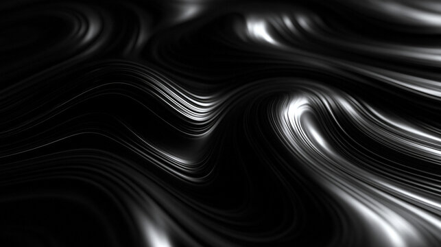 Abstract Black Metallic Liquid Swirl Waves Background