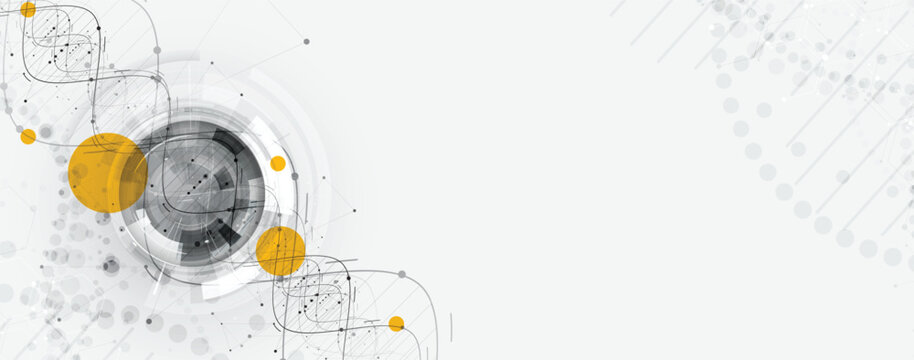 Futuristic science and medical background with molecule, DNA strands, connected neural web