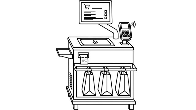 Industrial printer machine white background.