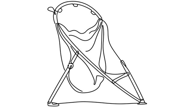 Minimalist hammock line art white background.