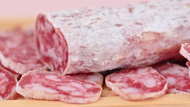 video of dry-cured sausage with mold