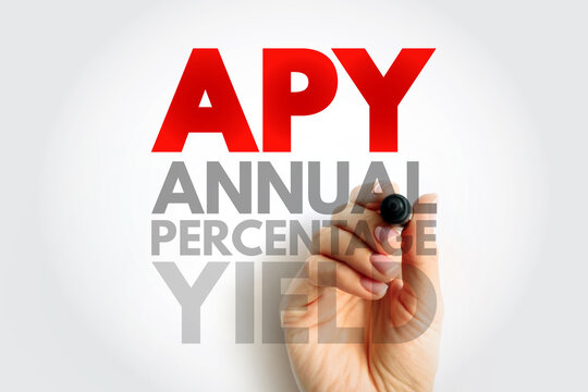 APY Annual Percentage Yield text concept written by hand, banking interest, savings growth, investment return, financial performance, profit calculation background