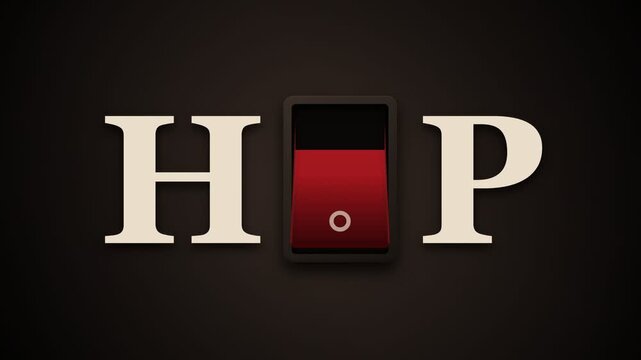 Creative Conceptual Graphic Animation Spelling Hop with Rocker Switch