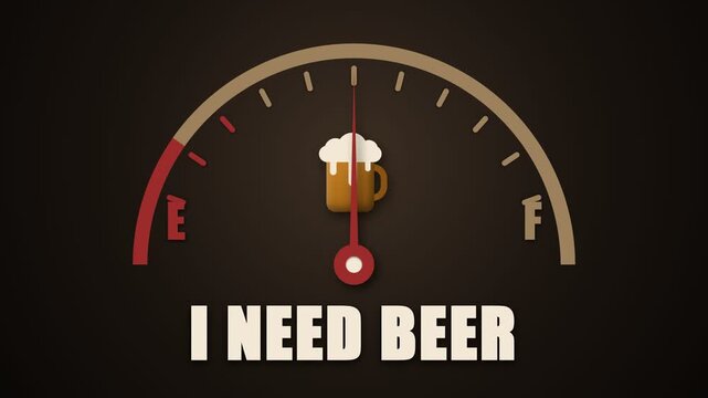 Conceptual Graphic Animation of Fuel Gauge Reaching Full Beer Level