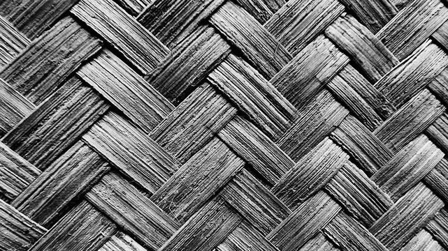 Monochrome Woven Bamboo Texture Motion Background Rough Diagonal Surface For Film Seamless Loop Asset