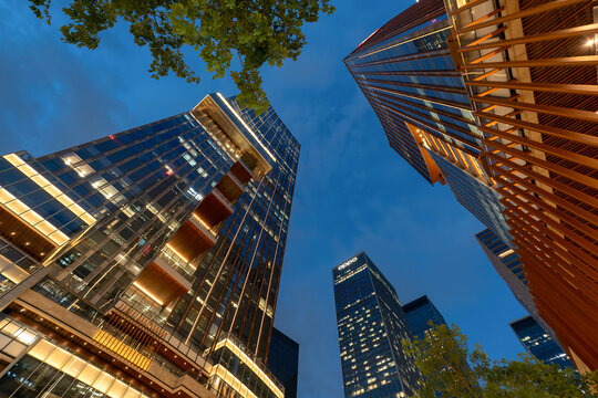 Low angle view of modern buildings in Qianhai Shenzhen