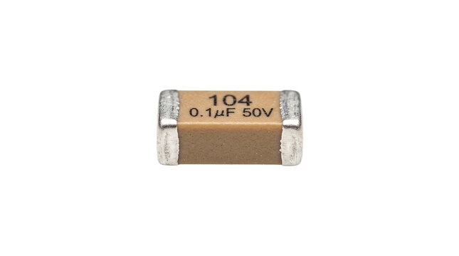 Precision surface mount ceramic capacitor with printed values, a critical electronic component for modern circuit boards and compact electrical devices, shown in detail