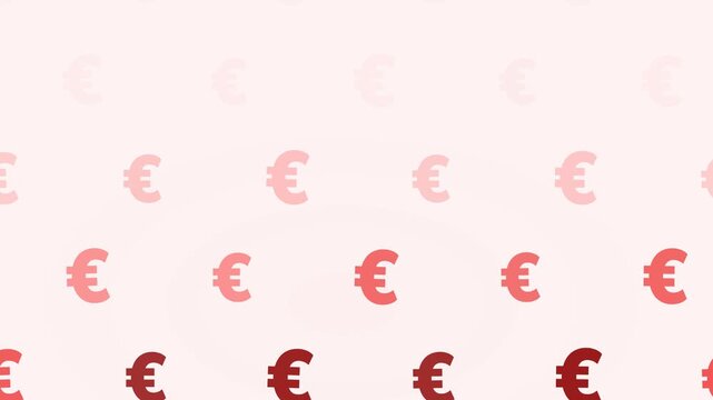 A repeating pattern of Euro currency symbols that increase in size and change color intensity from light pink at the top to dark maroon at the bottom.