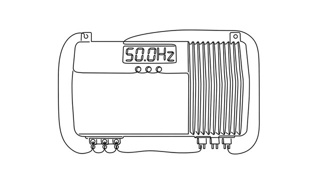 Line art inverter with digital display white background.