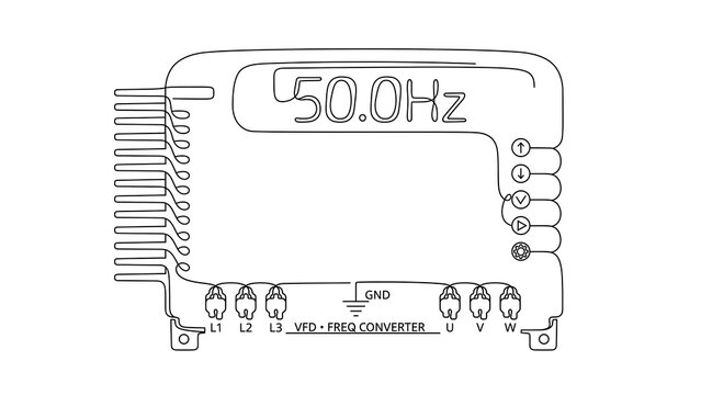 Line art power supply unit white background.