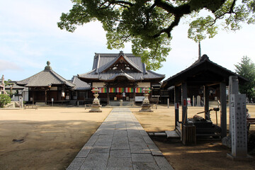 Obraz premium Main Hall Hondo and Temple Grounds at Nagao-ji Temple on Shikoku Henro Pilgrimage, Kagawa, Japan 2026