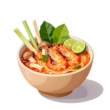 Thai Tom Yum Kung Prawn Soup with Aromatic Herbs