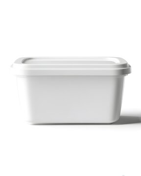 Minimal white reusable grocery container with lid isolated on white background