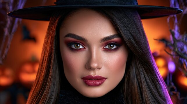 Stylish Woman in Witch Costume