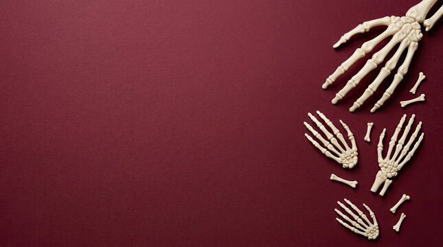 Anatomical study of human hands and wrists with bones against a dark background