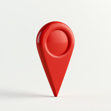 A modern, glossy red location pin icon representing navigation, mapping, and digital locations in a clean and minimalist style.