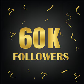 60k followers with golden confetti in black background