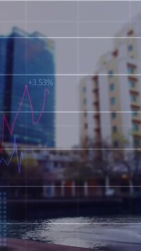 Animation of data processing over cityscape