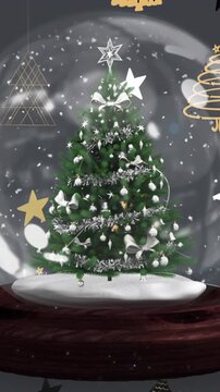 Animation of snow falling over christmas snow ball