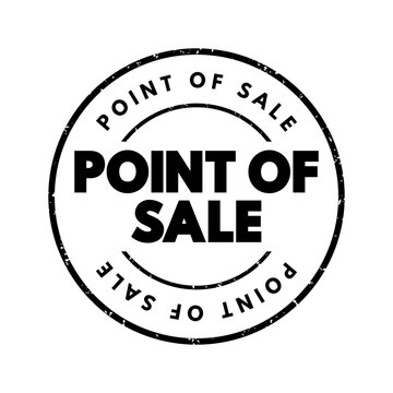 Point Of Sale round grunge rubber stamp texture, symbolizing retail transaction system, checkout terminal and commerce technology for business and shopping concept