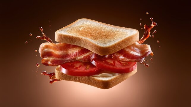 Delicious Bacon Sandwich with Tomato and Toast