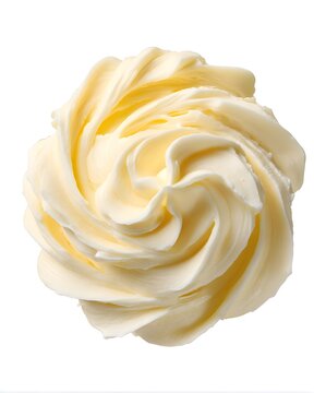 Soft whipped body butter swirl with creamy peaks, skincare texture isolated on white background