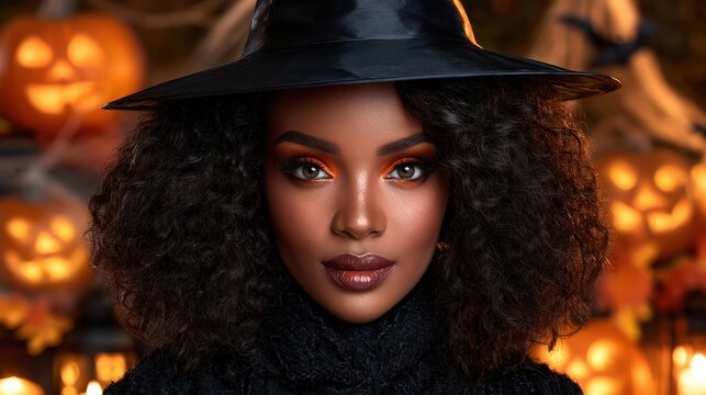 Stylish Woman in Halloween Costume
