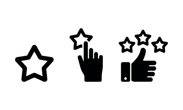 Hand giving upvote and downvote with star icons