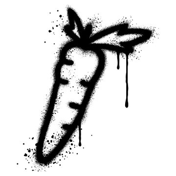Carrot in graffiti style with black spray paint. vector illustration.