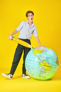 Surprised Geography Student