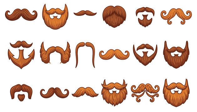  Beard & Mustache Icon Set &ndash; Ginger Facial Hair Style Vector Collection