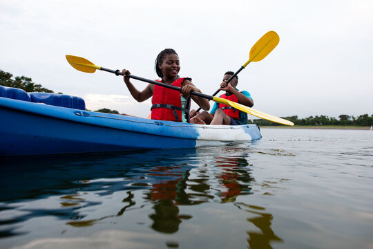 Joyful kayaking adventure on water