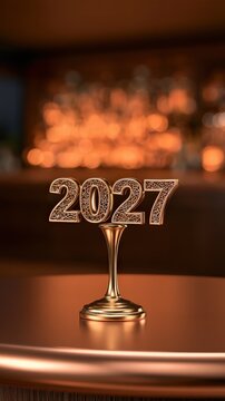 Gold Number 2027 on Table