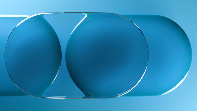 Minimalist 3D abstract background featuring glossy blue capsule shapes and clear glass refraction. Perfect for tech branding, modern website headers, corporate presentations, and UX UI design