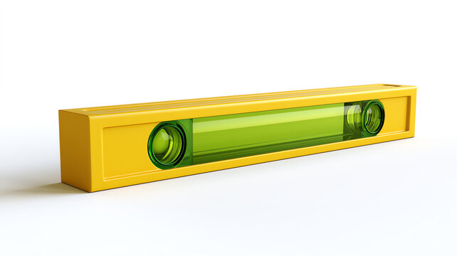 A vibrant yellow spirit level with a clear green tube, essential for precise alignment and leveling in construction and carpentry tasks.