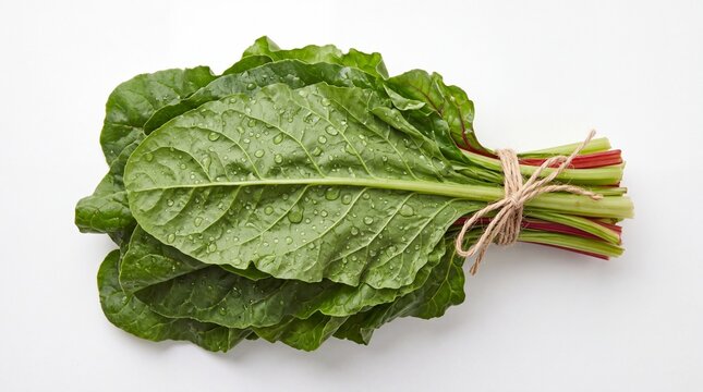 Fresh bunch of vegan organic swiss chard on white background
