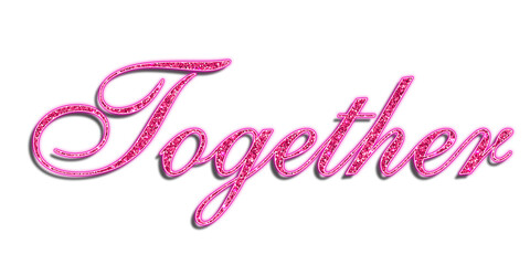 Together text effect title with pink glitter calligraphy script typography style isolated on transparent background © Ndoewer
