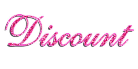 Discount text effect title with pink glitter calligraphy script typography style isolated on transparent background © Ndoewer
