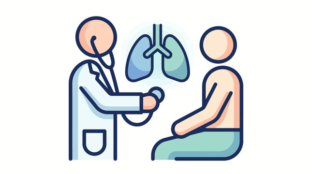 Healthcare provider conducting a lung examination with a stethoscope on a seated patient, representing medical consultation, respiratory care, and health assessment