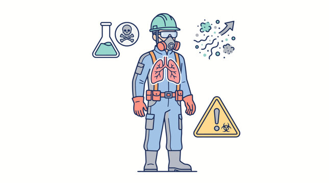 Hazardous Material Specialist Wearing Personal Protective Equipment for Respiratory Protection and Industrial Safety Management