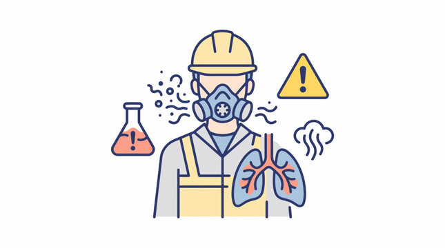Industrial Occupational Health and Safety Illustration for Respiratory Protection against Chemical Hazards