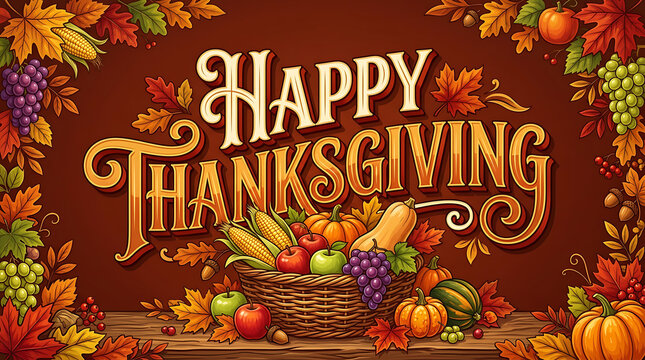 festive thanksgiving celebration with seasonal harvest fruits vegetables and decorative autumn leaves in warm cozy setting