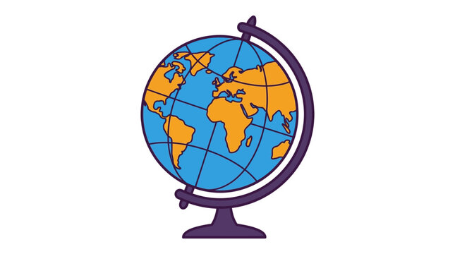 Colorful Stylized World Globe Illustration on a Stand Representing Geography Education Global Travel and Earth Studies