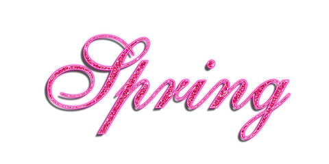 Pink glitter spring typography text effect on transparent background © Ndoewer