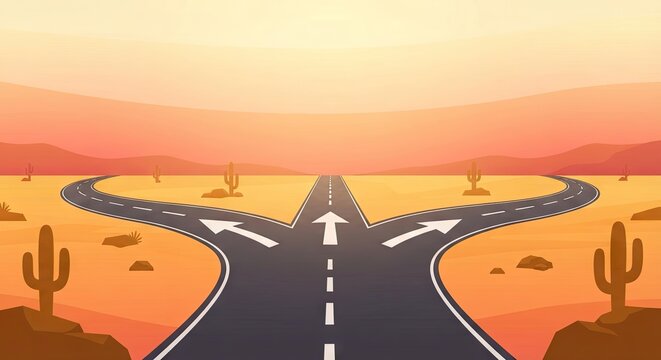Desert Highway Splitting into Directions