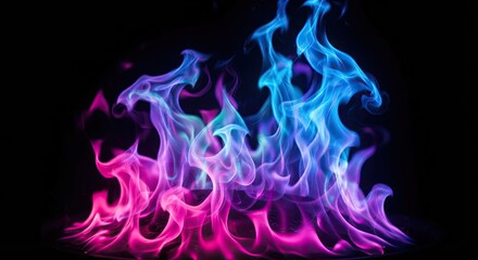 Obraz premium Blue and Pink Gradient Flame on Black